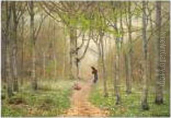 Path Through The Anemones Oil Painting by Hans Anderson Brendekilde