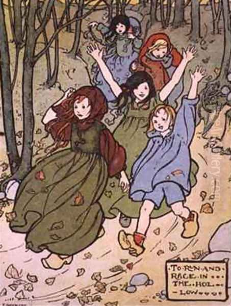 To Run and Race in the Hollow Oil Painting by Florence Harrison
