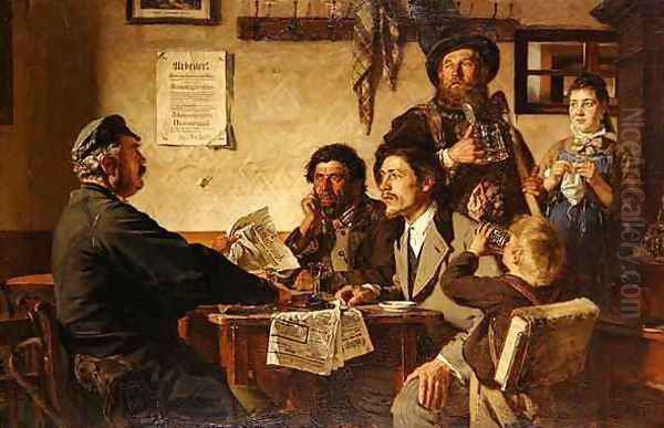 Tavern Scene Oil Painting by Ernest Henseler