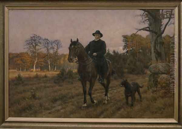 Bismarck on Horseback with Dog Oil Painting by Ernest Henseler