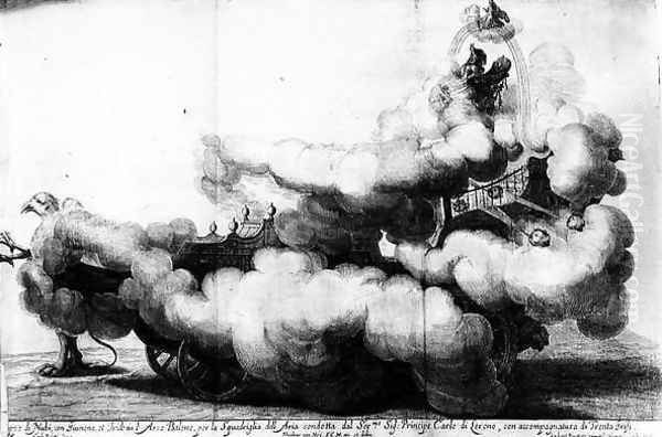 A carriage drawn by griffins and driven by Carlo di Loreno Oil Painting by Hoy, Nikolaus van