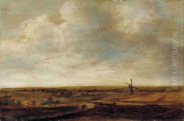 An extensive landscape with a windmill Oil Painting by Jan The Elder Vermeer Van Haarlem