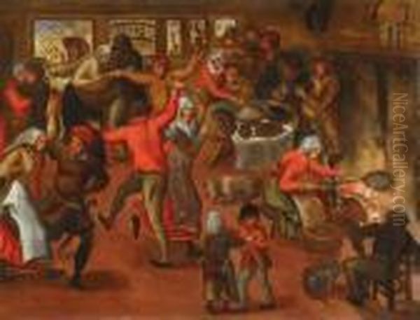 Bauernfest In Einerstube Oil Painting by Pieter The Younger Brueghel