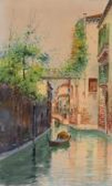 Canale Di Venezia Oil Painting by Emanuele Brugnoli