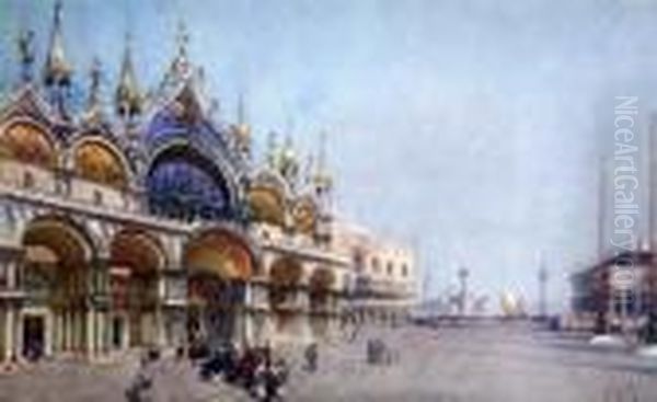 St Marks Square Oil Painting by Emanuele Brugnoli