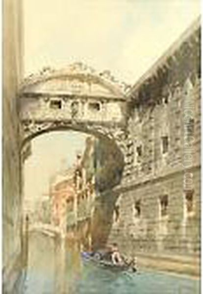 Canale A Venezia Oil Painting by Emanuele Brugnoli