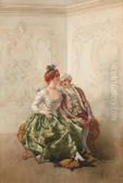 Scenetta Galante Oil Painting by Emanuele Brugnoli