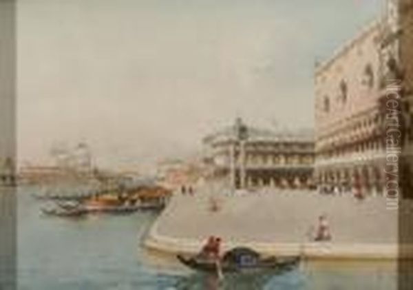 Riva Degli Schiavoni Oil Painting by Emanuele Brugnoli