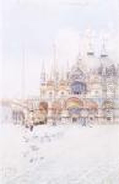 Venezia, Piazza San Marco; E Venezia, La Salute Oil Painting by Emanuele Brugnoli