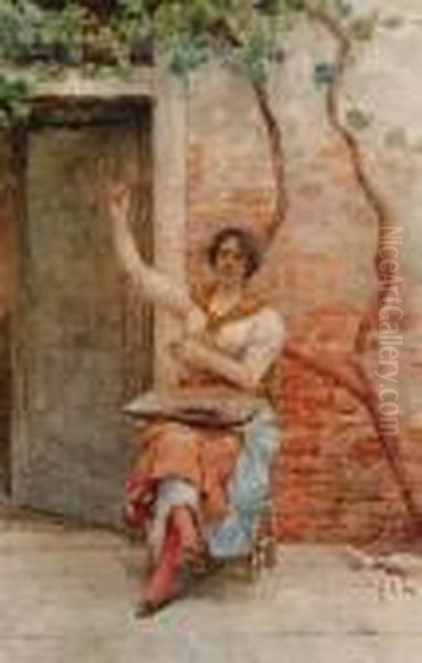 Giovane Contadina Oil Painting by Emanuele Brugnoli