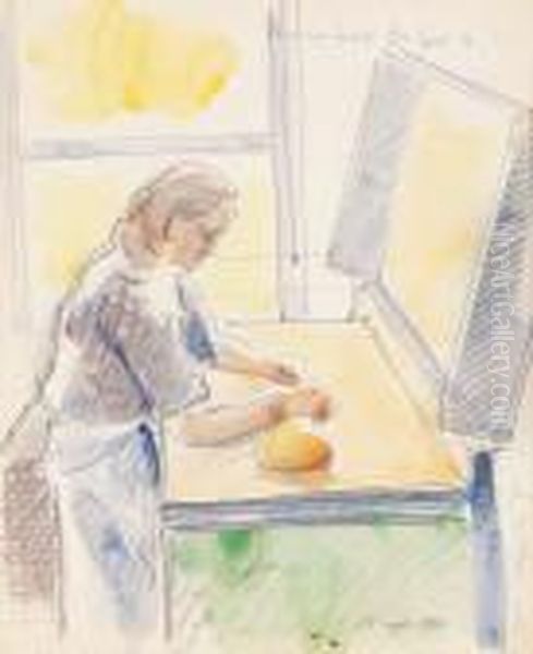 La Gina Fa La Pasta Oil Painting by Anselmo Bucci