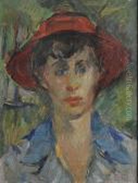 Il Cappello Rosso Oil Painting by Anselmo Bucci