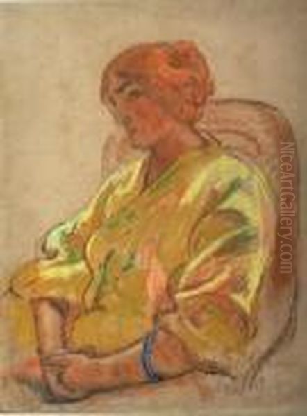 Donna Seduta Oil Painting by Anselmo Bucci