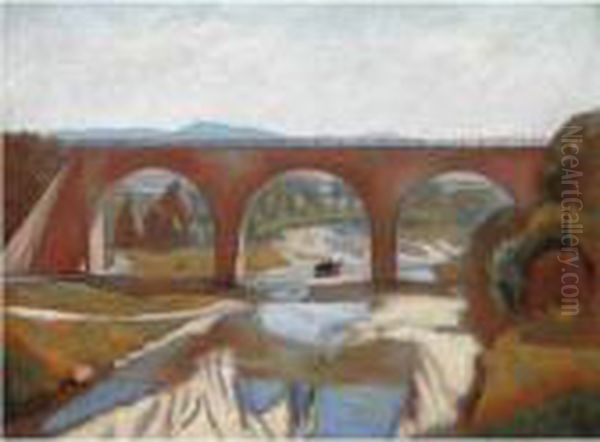 Ponte Degli Alberi Oil Painting by Anselmo Bucci