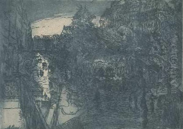 Strada Con Giostra Oil Painting by Anselmo Bucci
