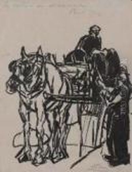 La Voiture Du Charbonnier - 1914  Oil Painting by Anselmo Bucci