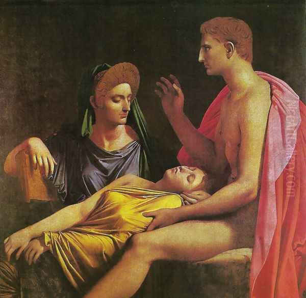 Virgilia reading the Eneida to Livia, Octavia and August Oil Painting by Jean Auguste Dominique Ingres