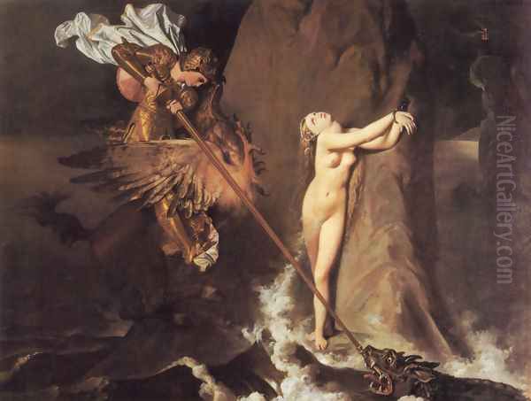 Roger Delivering Angelica Oil Painting by Jean Auguste Dominique Ingres