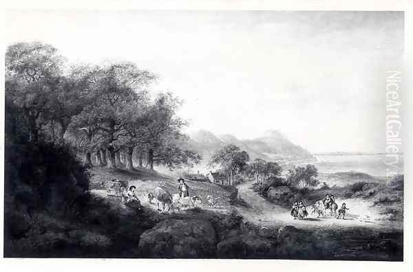 Distant View of Anglesea Oil Painting by Julius Caesar Ibbetson