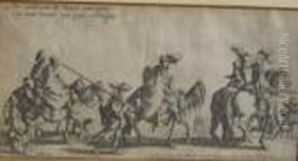 Ne Voila Pas De Braues Messagers
 Qui Vont Errant Parpays Estrangers.....a Paris Chez Le Blond Rue St 
Jacques A Lacloche D'argent Oil Painting by Jacques Callot