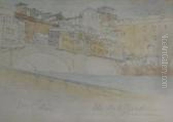 Study Of The Ponte Vecchio Florence Oil Painting by William Callow