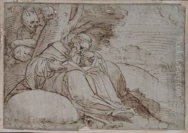 The Temptation Of Saint Anthony Oil Painting by Luca Cambiaso