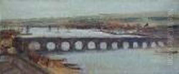 Berwick Bridge Oil Painting by David Young Cameron
