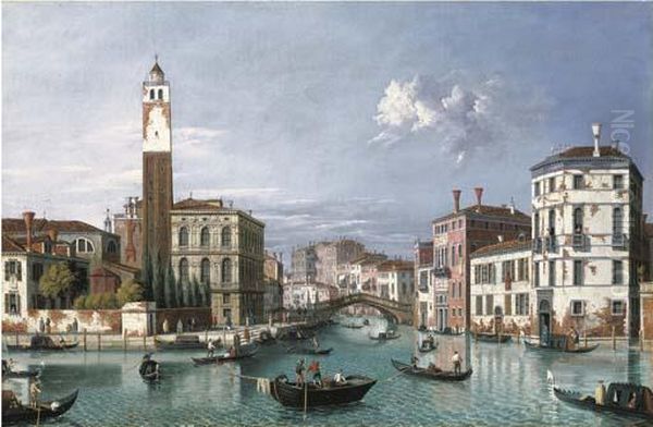Venice: The Grand Canal Looking 
North-west Towards S. Geremia And The Entrance To The Cannaregio Oil Painting by (Giovanni Antonio Canal) Canaletto
