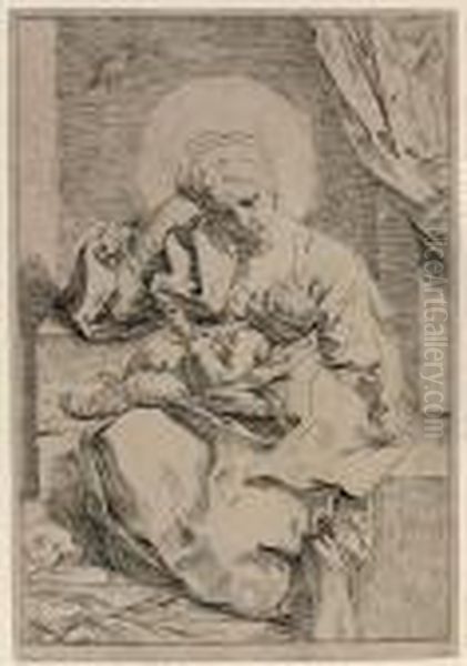 Madonna And Child With A Bird Oil Painting by Simone Cantarini (Pesarese)