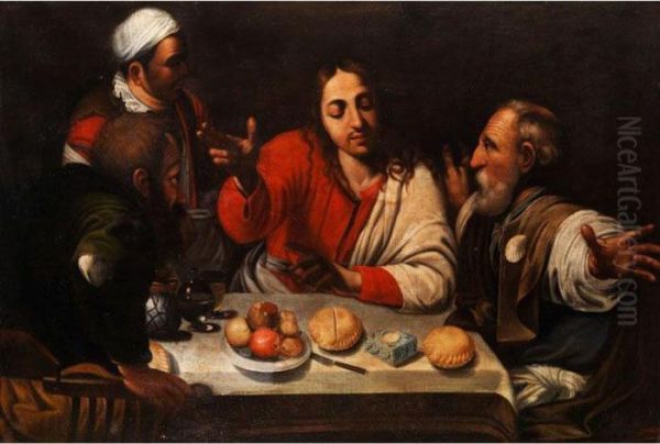 Abendmahl In Emmaus Oil Painting by Michelangelo Merisi Da Caravaggio