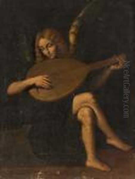 Engel Mit Laute Oil Painting by Michelangelo Merisi Da Caravaggio
