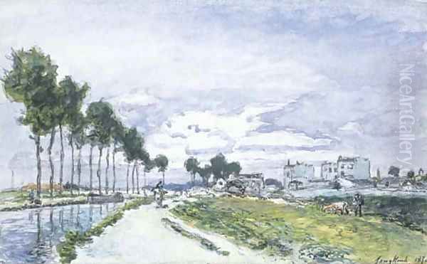 Canal de l'Ourcq Oil Painting by Johan Barthold Jongkind