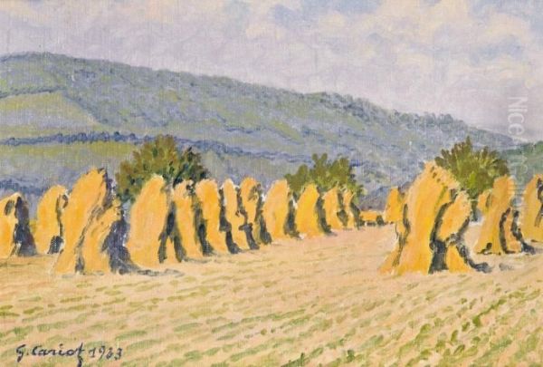 Moisson A Georgenborn Oil Painting by Gustave Cariot