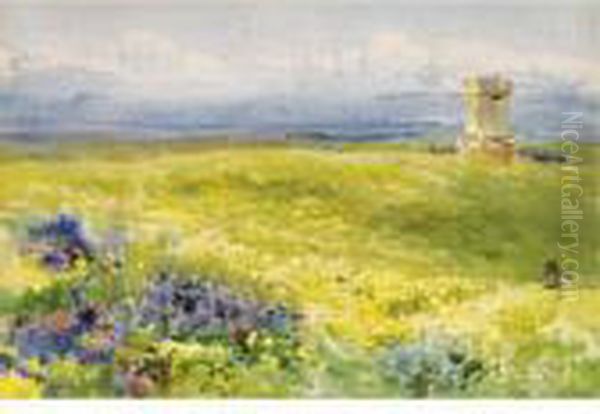 An Italian Landscape Oil Painting by Onorato Carlandi