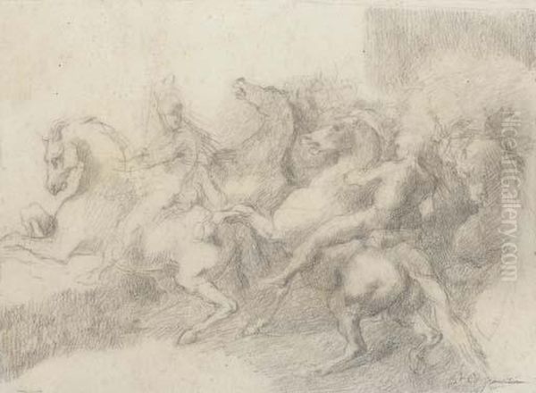 Un Groupe De Cavaliers Oil Painting by Jean-Baptiste Carpeaux