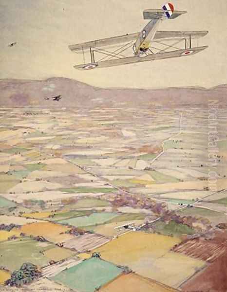 Sopwith Camel Looping Oil Painting by Frank Johnston