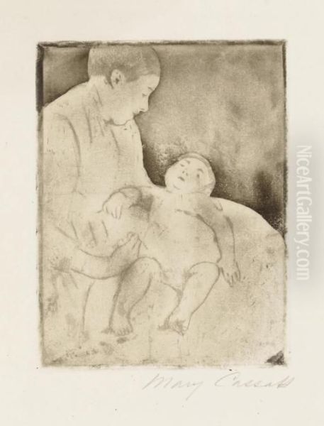 Bill Lying On His Mother's Lap (b. 101) Oil Painting by Mary Cassatt
