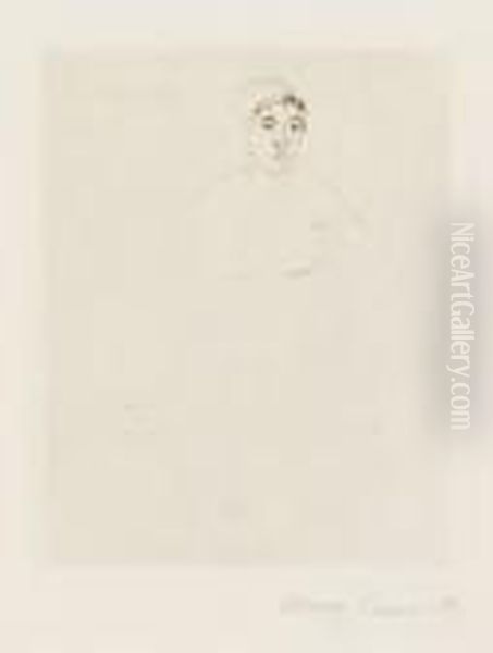 The Head And Shoulders Of A Model (b. 98) Oil Painting by Mary Cassatt