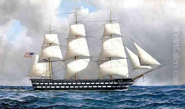 U. S. Ship of The Line 1916 Oil Painting by Antonio Nicolo Gasparo Jacobsen