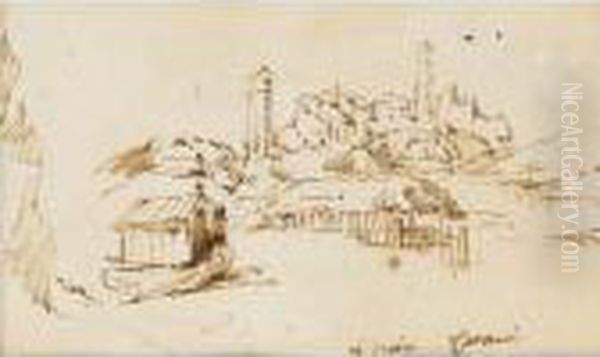 Paysage Avec Un Village Au Loin Oil Painting by Giovanni Benedetto Castiglione