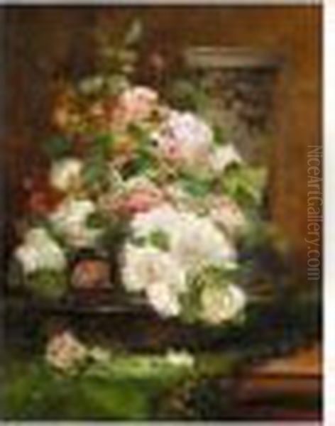Jardiniere De Roses Oil Painting by Eugene Henri Cauchois