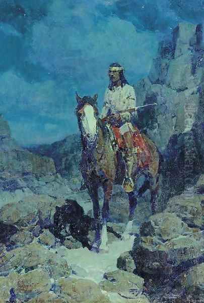 Apache Scout Oil Painting by Frank Tenney Johnson