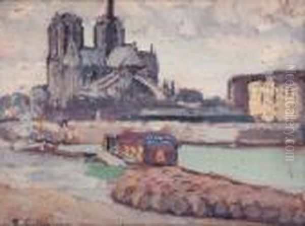 Bord De Seine Oil Painting by Edmond Ceria