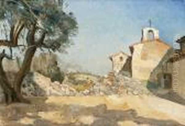 Village Mediterraneen Oil Painting by Edmond Ceria