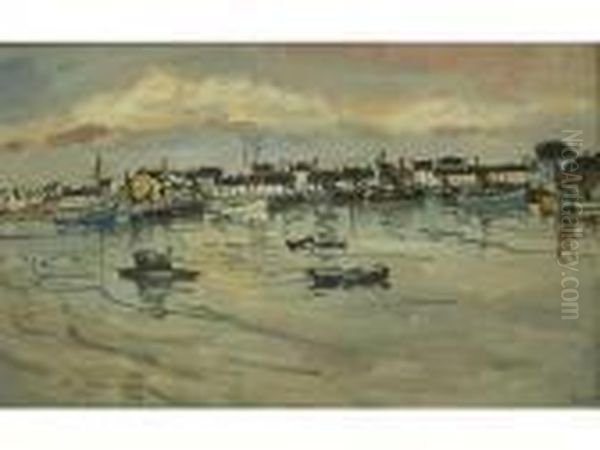 Voiliers Au Port Oil Painting by Edmond Ceria