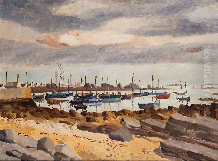 Le Port En Bretagne Oil Painting by Edmond Ceria