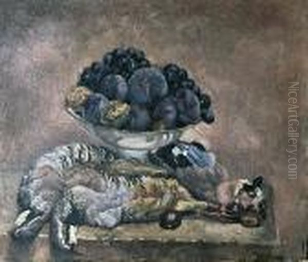 Nature Morte Aux Perdreaux Et Aux Figues Oil Painting by Edmond Ceria