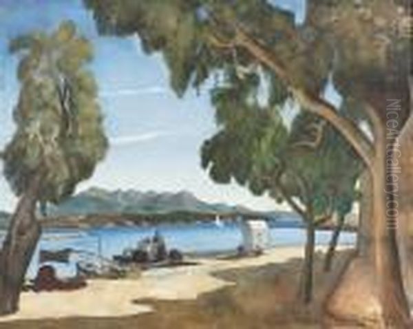 Sommerliche Partie Am See. Oil Painting by Edmond Ceria