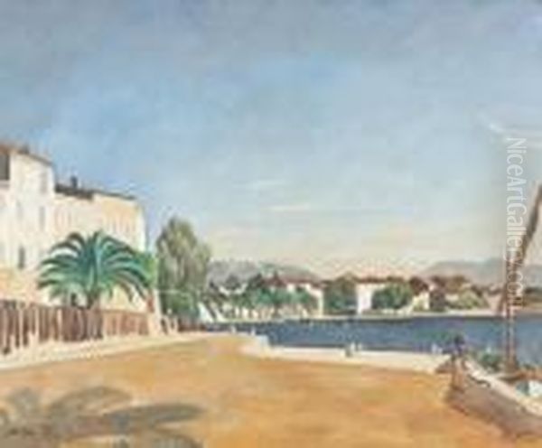 Sommerliche Hafenpartie. Oil Painting by Edmond Ceria