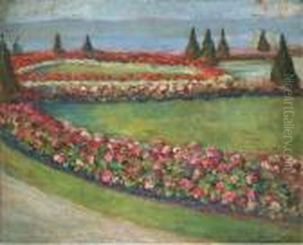 Jardin Fleuri Au Bord Lac Oil Painting by Edmond Ceria